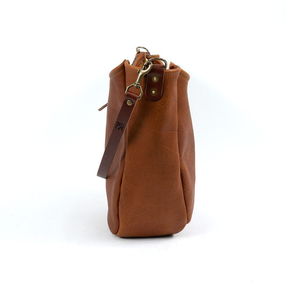 CELESTE LEATHER HOBO BAG - LARGE - VIOLET - ZIPPER - BUTTON STUD - BLACK STRAPS - IN STOCK