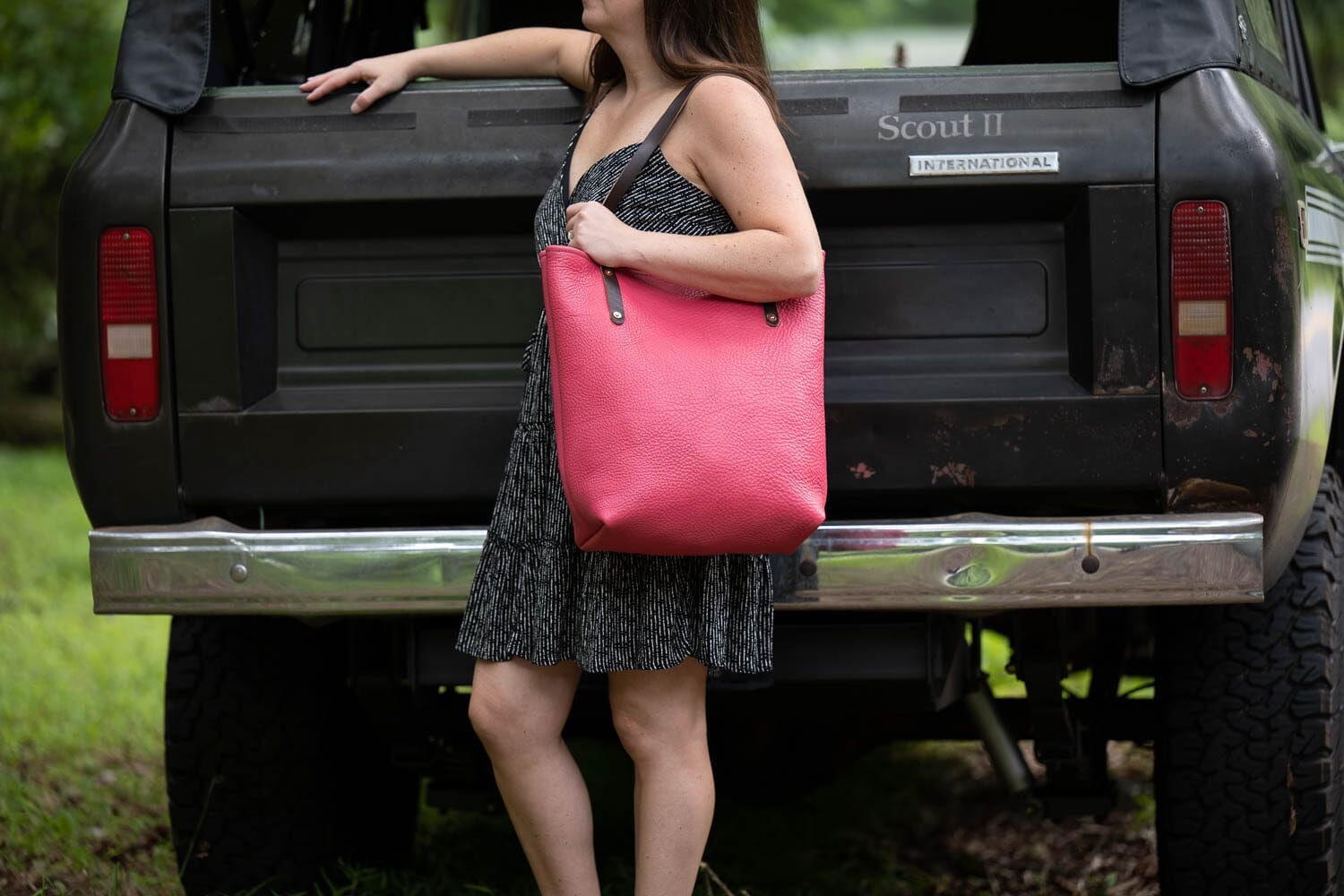 AVERY LEATHER TOTE BAG - SLIM LARGE - PINK (READY TO SHIP)
