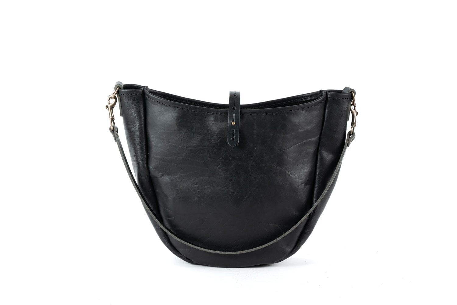 Celeste Leather Hobo Bag - Medium - Black Bison