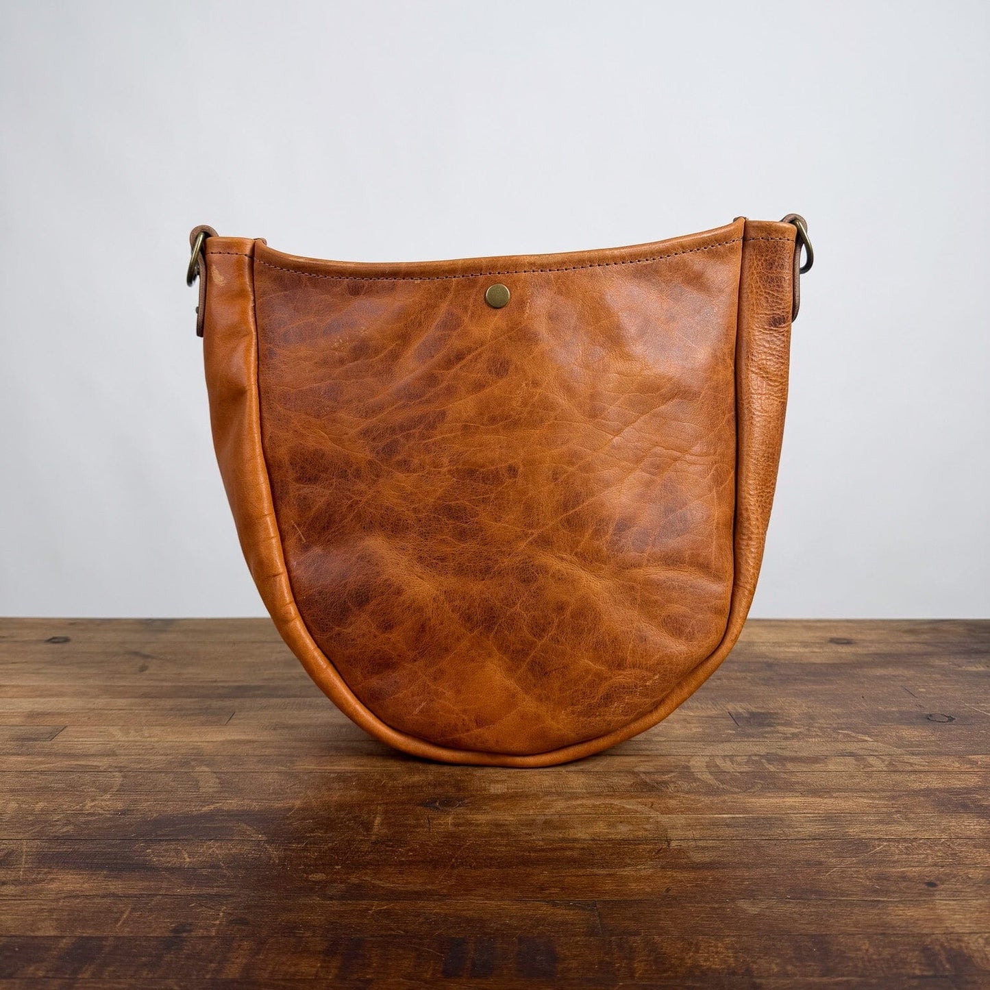 CELESTE LEATHER HOBO BAG - PEANUT BISON - SNAP IS NOT ALIGNED - NEARLY PERFECT - IN STOCK