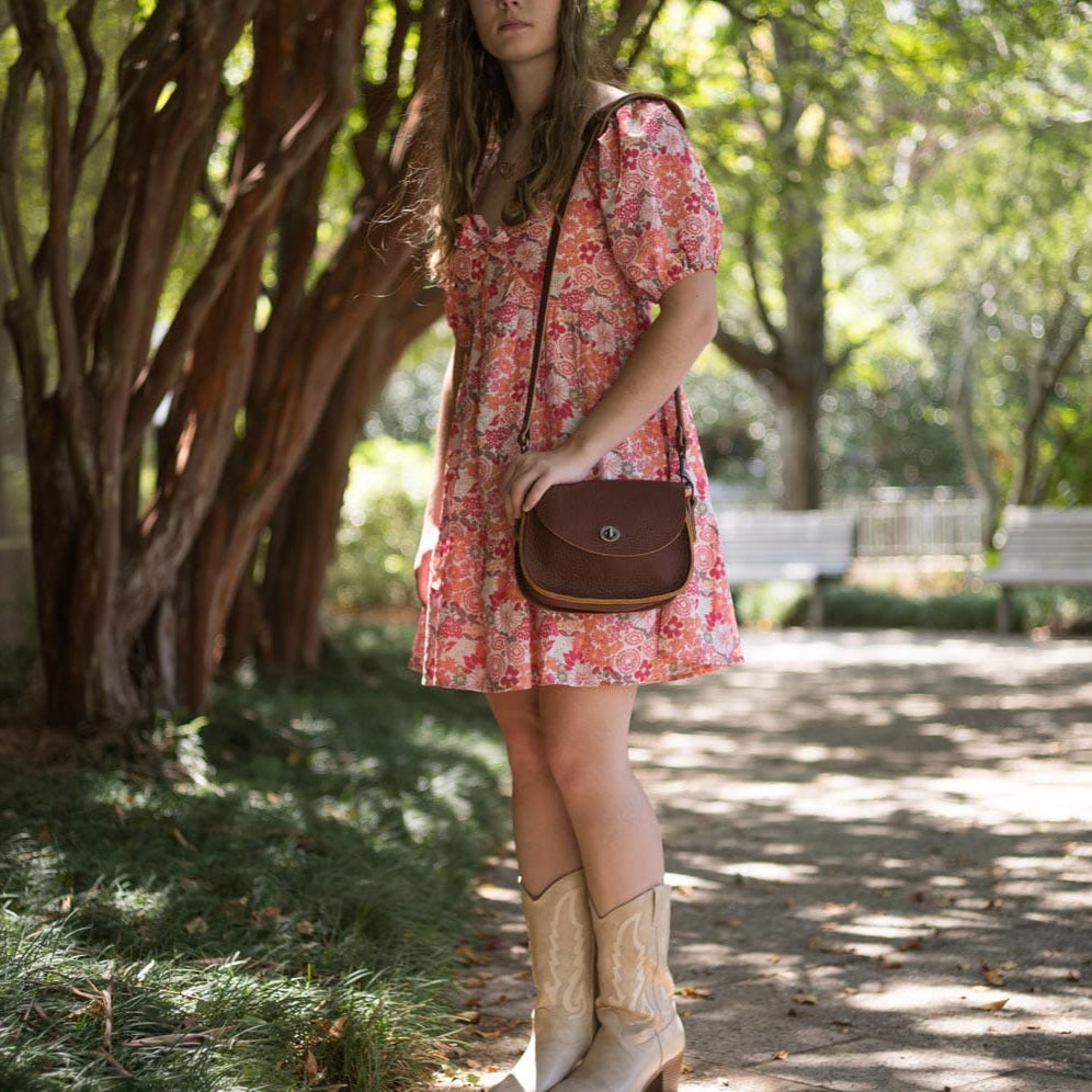 VIVIAN SATCHEL LEATHER CROSSBODY - SMALL - WHISKY BISON