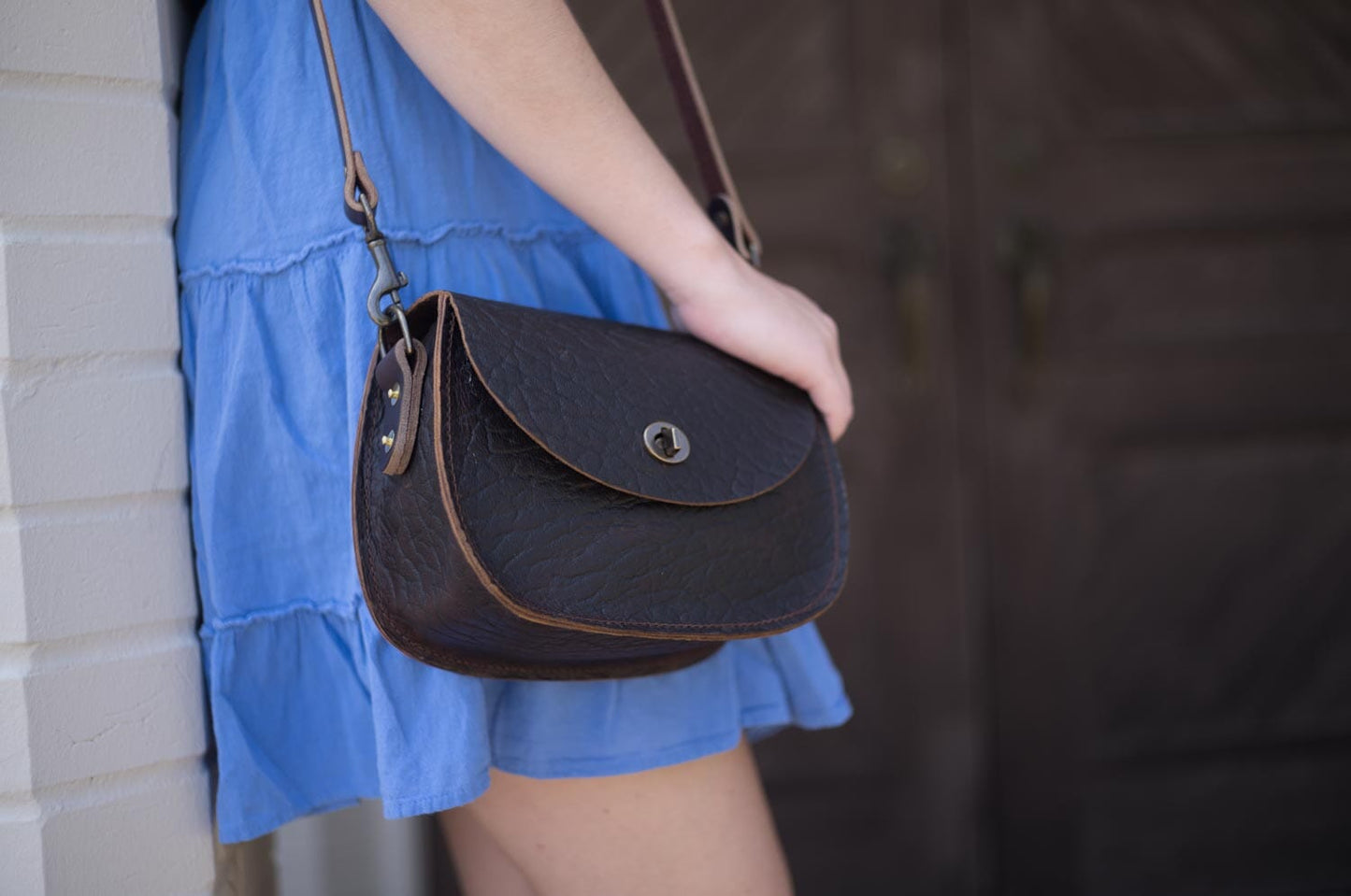 VIVIAN SATCHEL LEATHER CROSSBODY - SMALL - CHERRY BISON