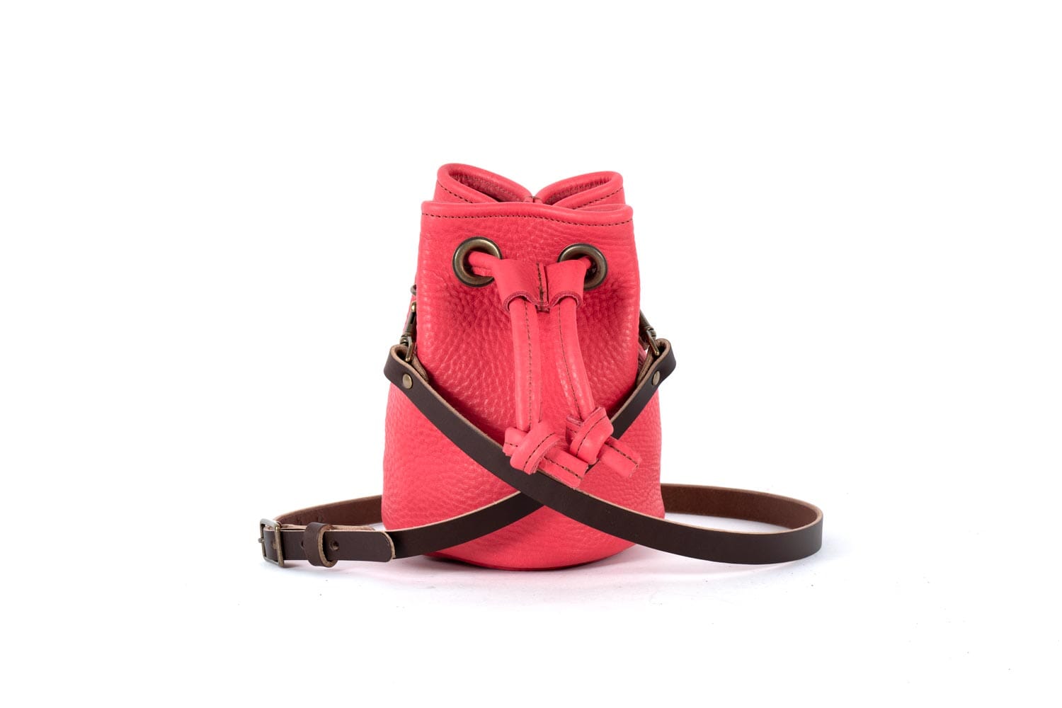 Leather Bucket Bag - Small - Pink