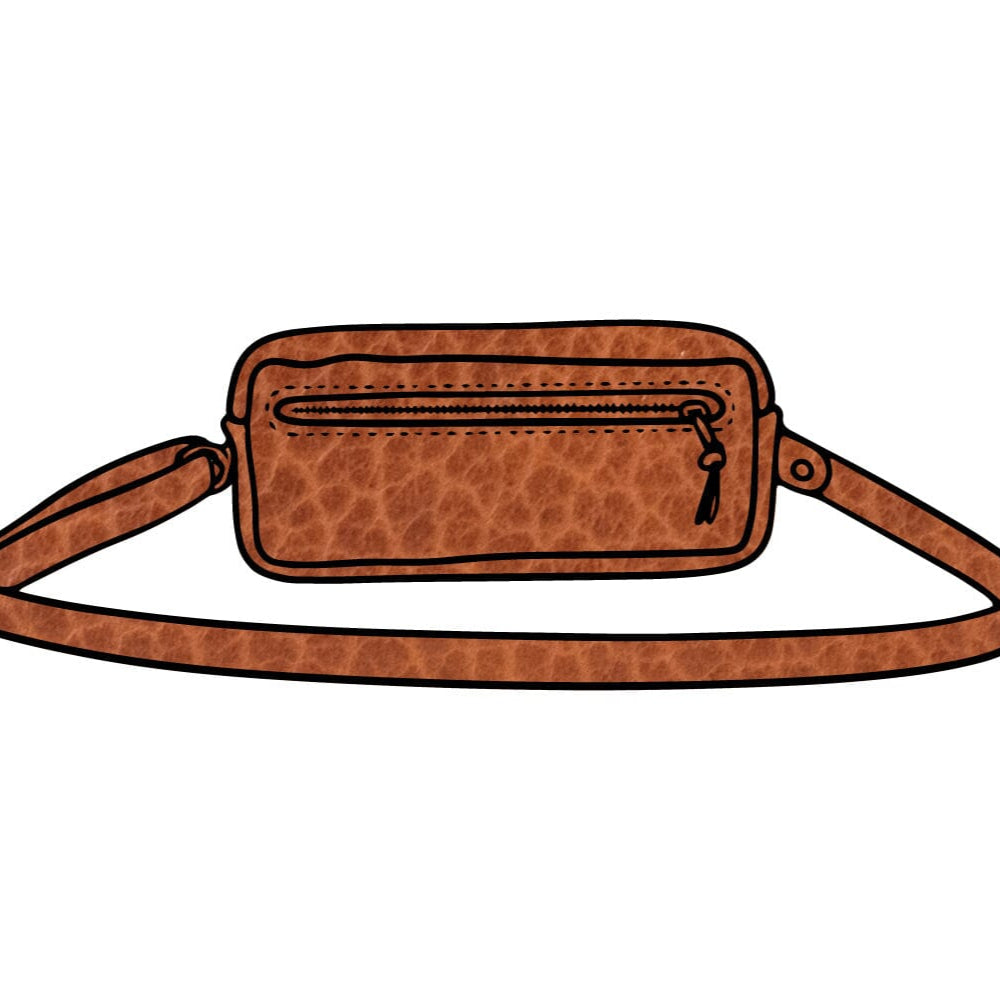 LEATHER FANNY PACK LEATHER WAIST BAG DELUXE COGNAC BISON