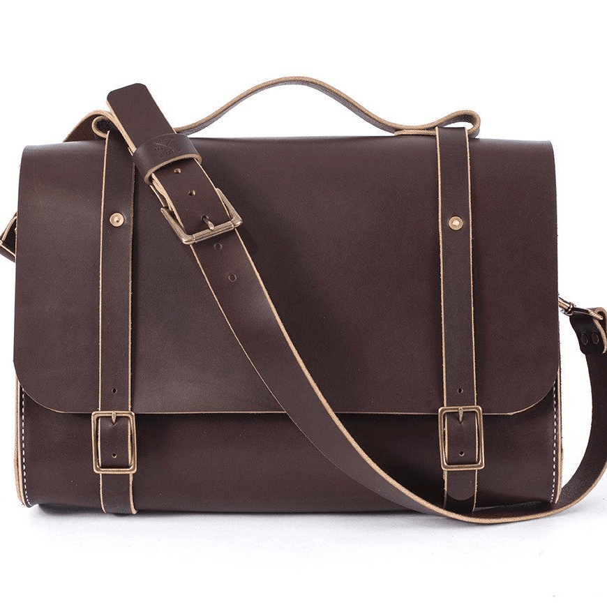 Go Forth Goods Cooper Satchel Leather Satchel Briefcase Mocha