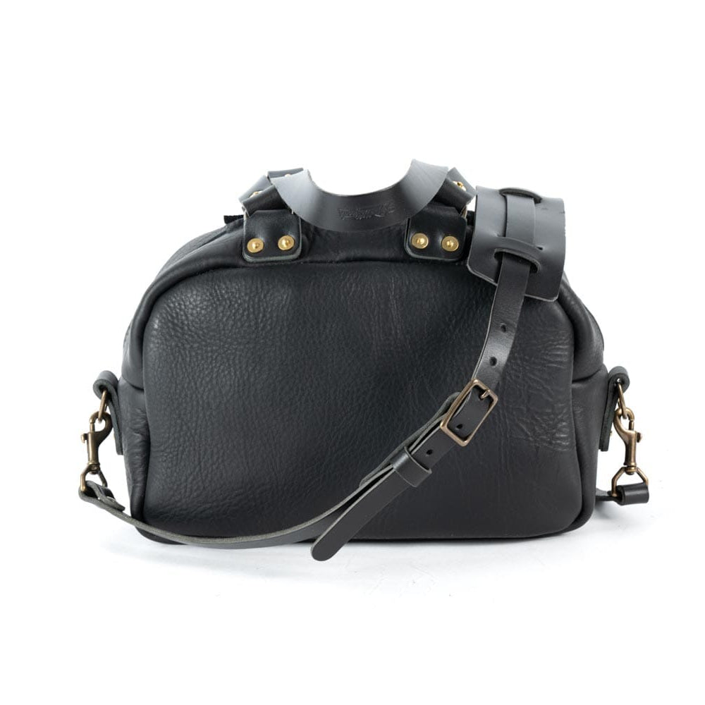 black leather backpack gold cross Go Forth Goods Hoffman Leather Crossbody Bag