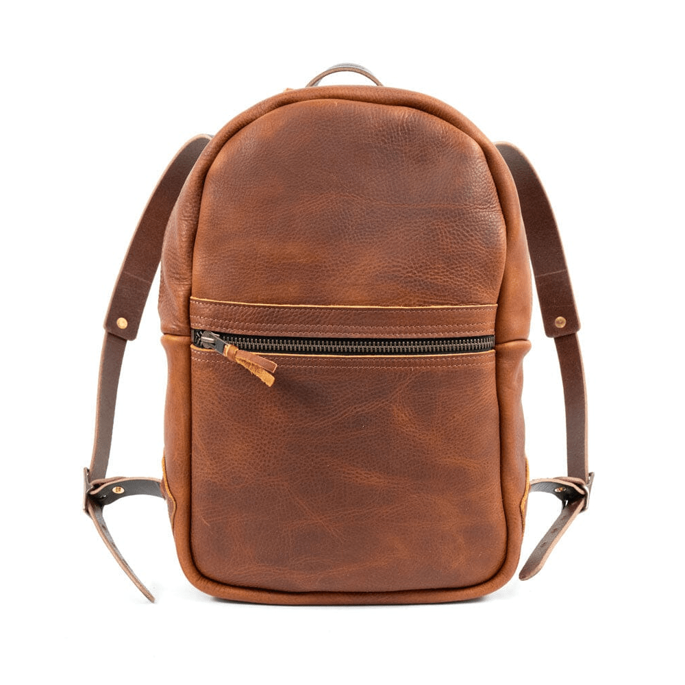 Go Forth Goods Classic Zippered Leather Backpack Saddle Go Forth Goods Classic Zippered Leather Backpack Saddle