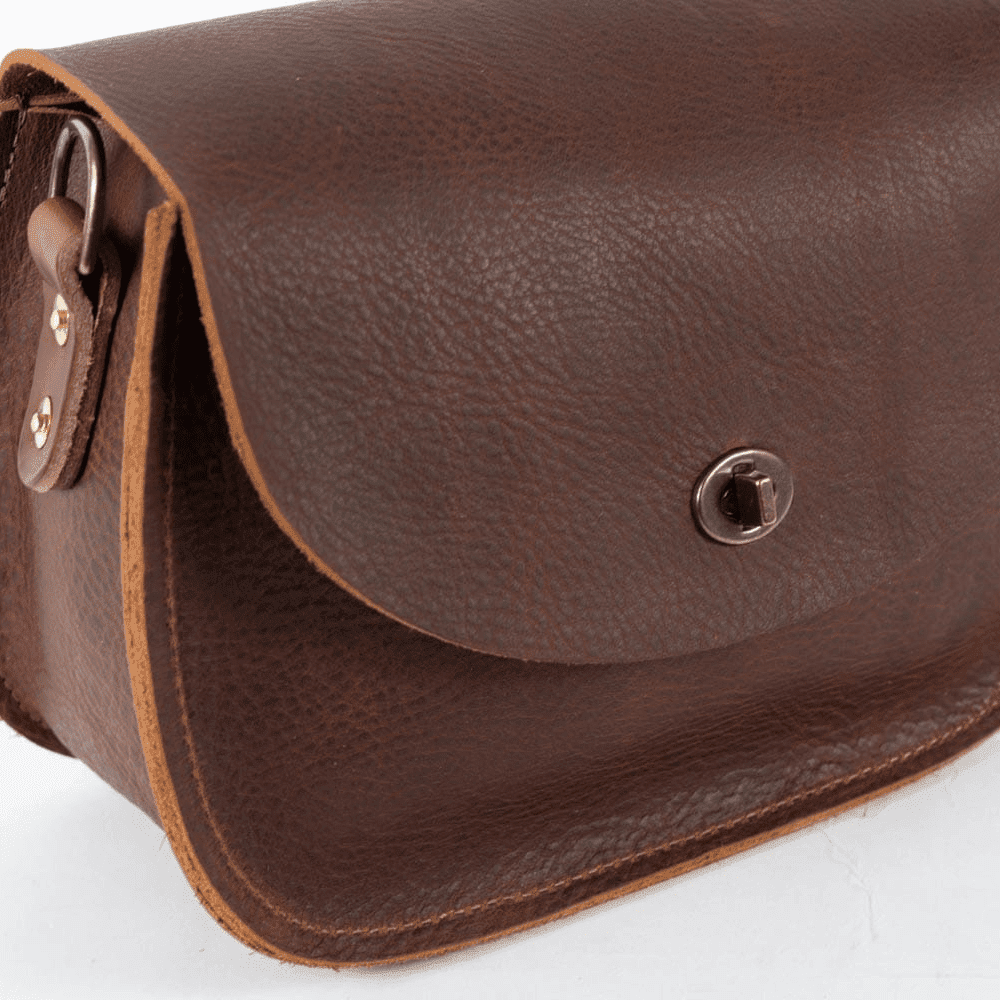 VIVIAN SATCHEL LEATHER CROSSBODY - RUSTIC PECAN