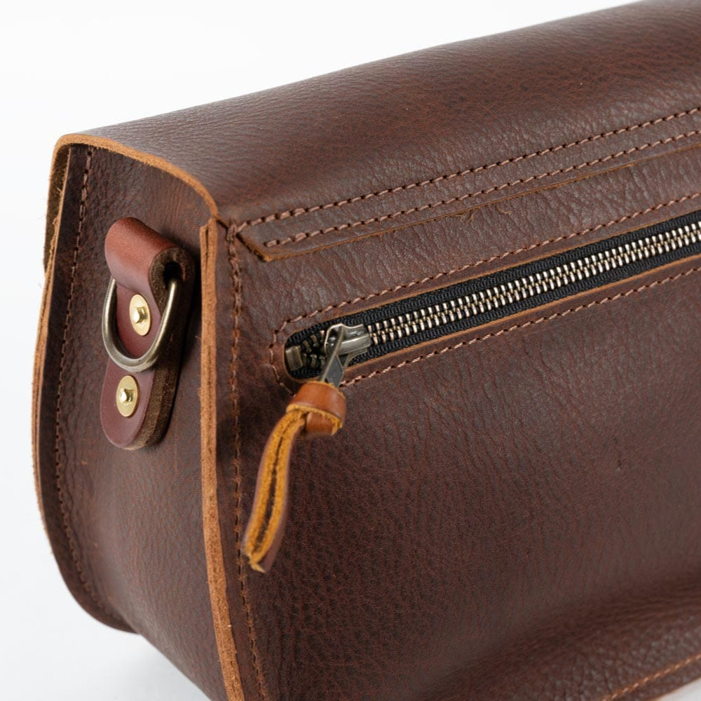 VIVIAN SATCHEL LEATHER CROSSBODY DELUXE - GRAPE BISON