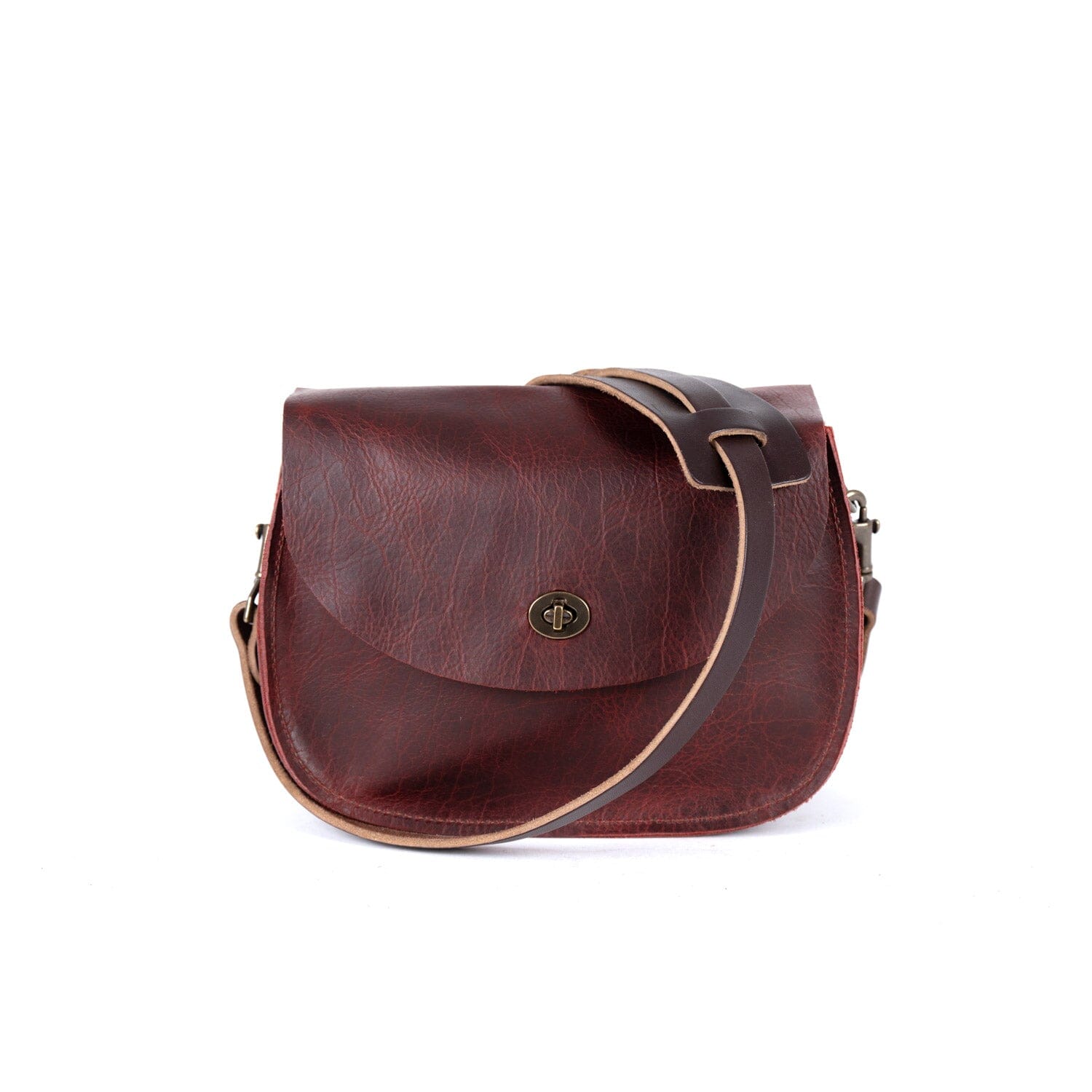 VIVIAN SATCHEL LEATHER CROSSBODY DELUXE - WINE BISON | MOCHA