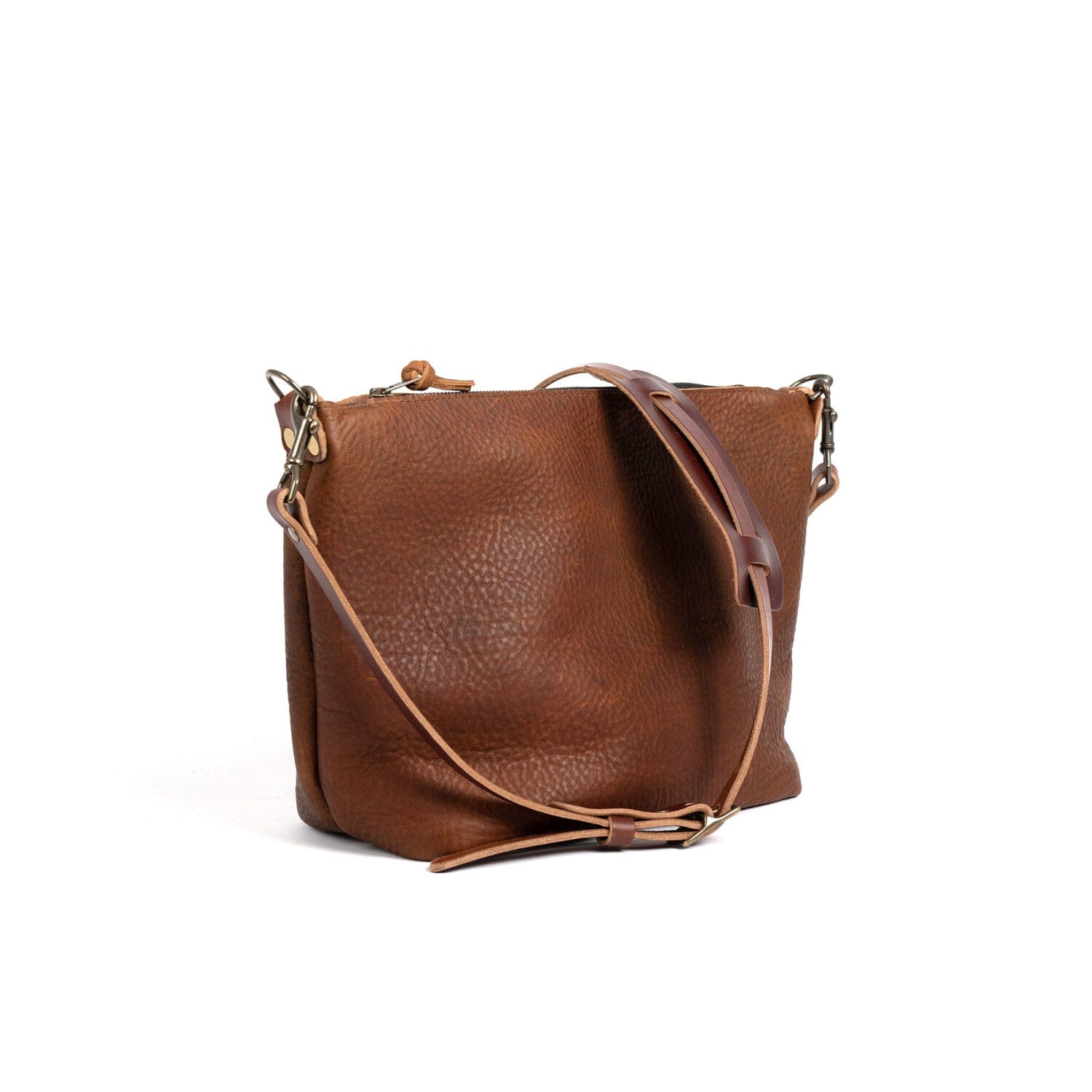 ZIP TOP LEATHER BUCKET BAG - SMALL – Go Forth Goods ®