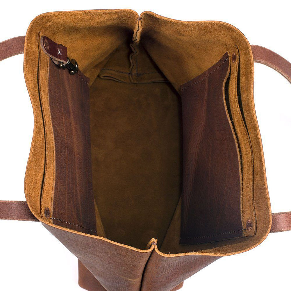 AVERY LEATHER TOTE BAG - MEDIUM - SADDLE - IN STOCK