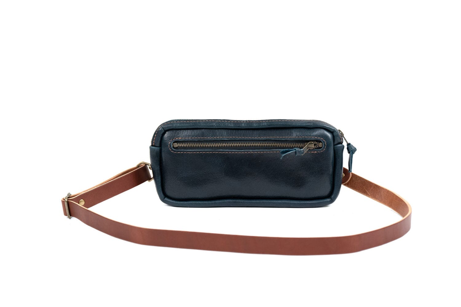 LEATHER FANNY PACK / LEATHER WAIST BAG - DELUXE - INDIGO BISON