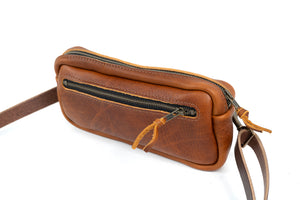 LEATHER FANNY PACK / LEATHER WAIST BAG - DELUXE - SADDLE