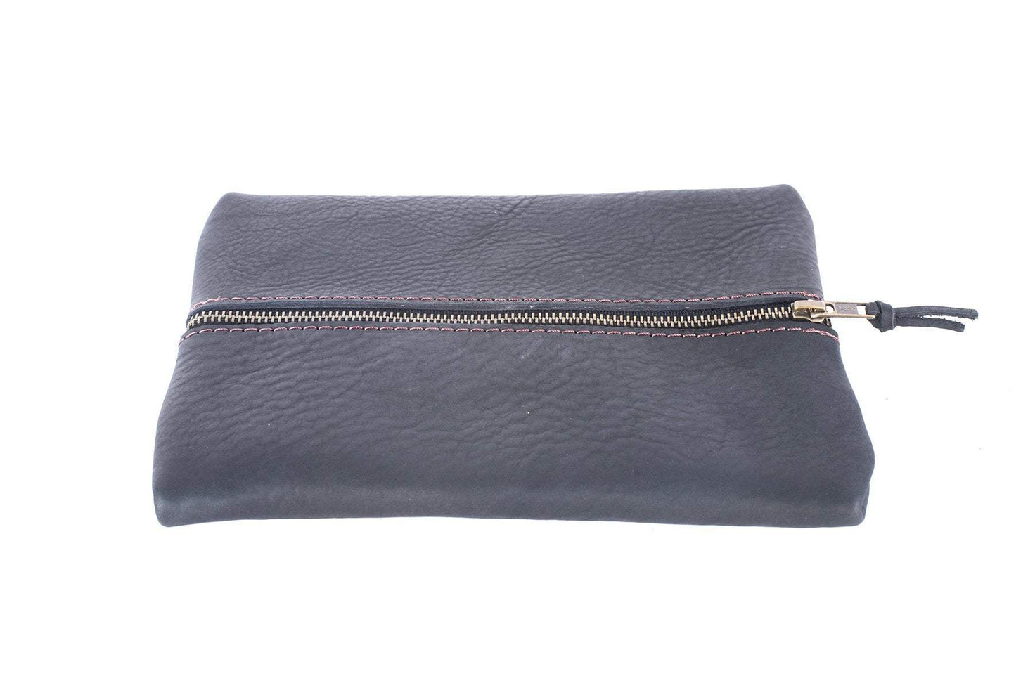 FLAT PACK ZIPPERED LEATHER POUCH