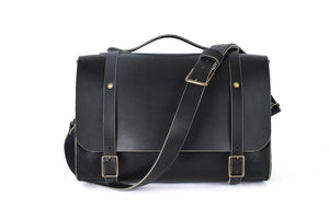 Handmade Leather briefcase - Cooper Satchel - black
