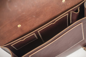 Handmade Leather briefcase - Cooper Satchel - mocha inside