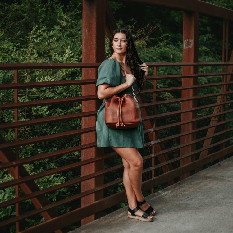 ABBY LEATHER BUCKET BAG