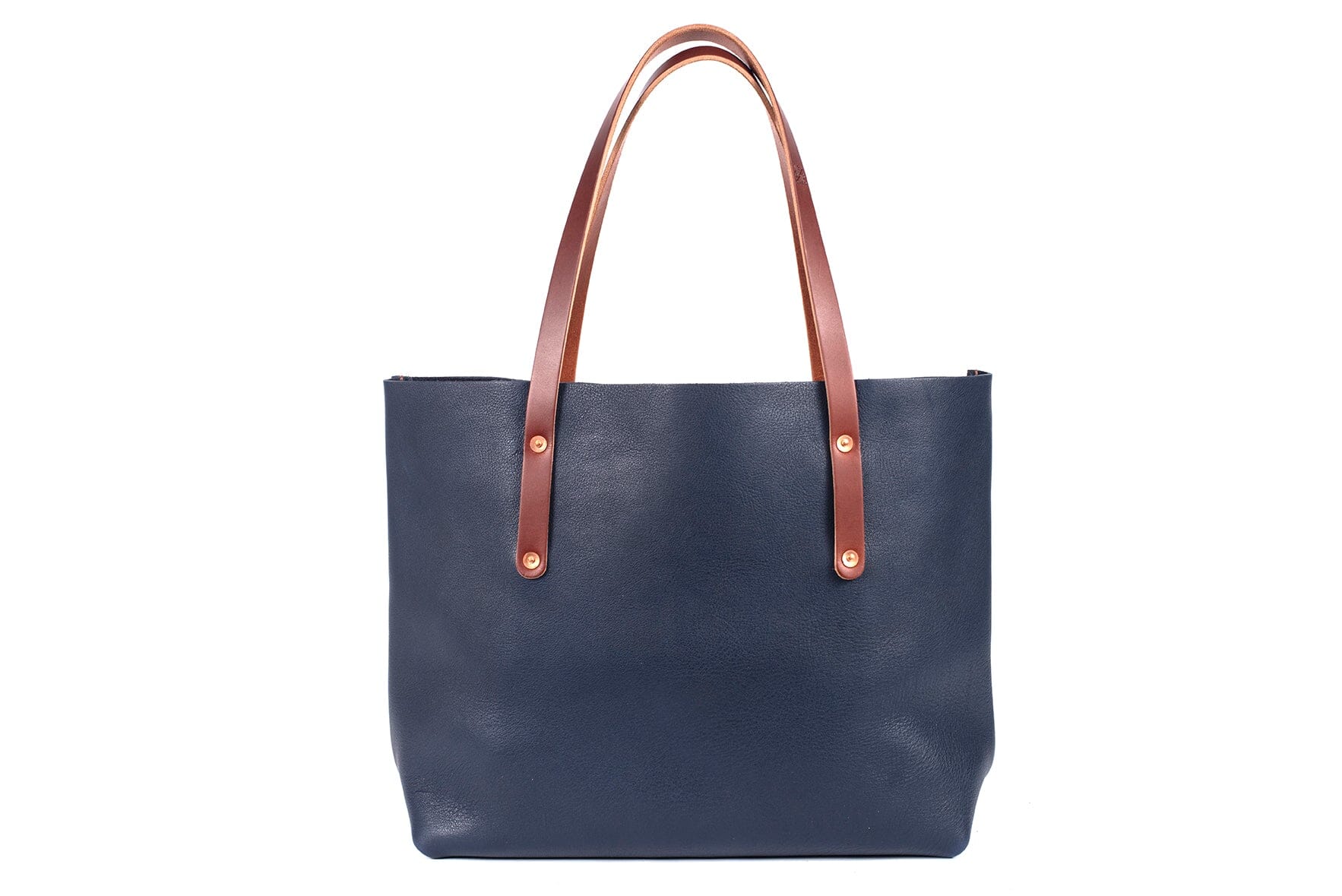 AVERY LEATHER TOTE BAG - LARGE - NAVY