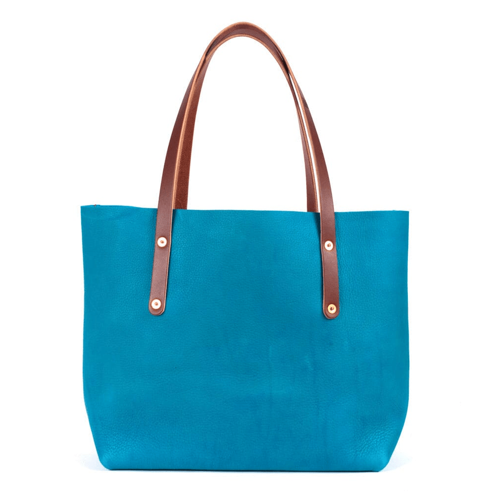AVERY LEATHER TOTE BAG - LARGE - TURQUOISE