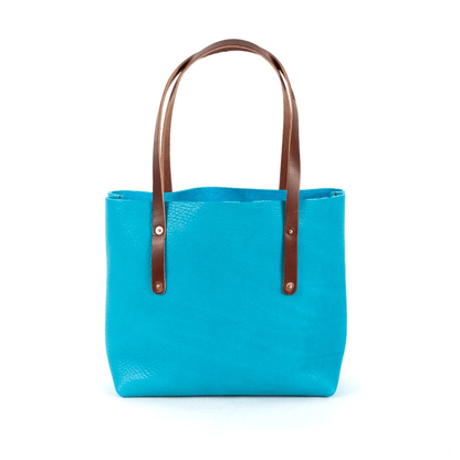 AVERY LEATHER TOTE BAG - SMALL - TURQUOISE