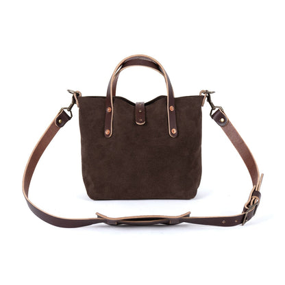 AVERY LEATHER TOTE BAG - MINI CROSSBODY - CHOCOLATE SUEDE - IN STOCK