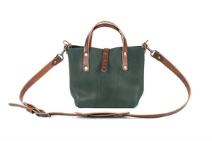 AVERY LEATHER TOTE BAG - MINI CROSSBODY - FOREST GREEN