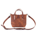 AVERY LEATHER TOTE BAG - MINI CROSSBODY - SADDLE