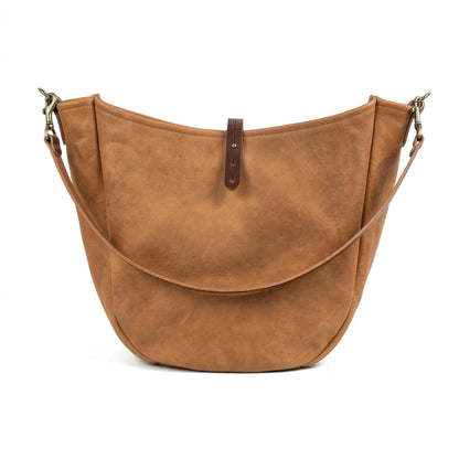 CELESTE LEATHER HOBO BAG - LARGE - TOBACCO