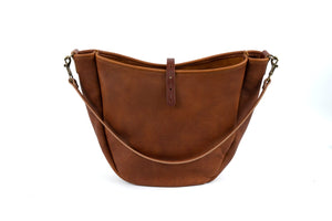 Celeste Leather Hobo Bag - Large - Saddle (RTS)