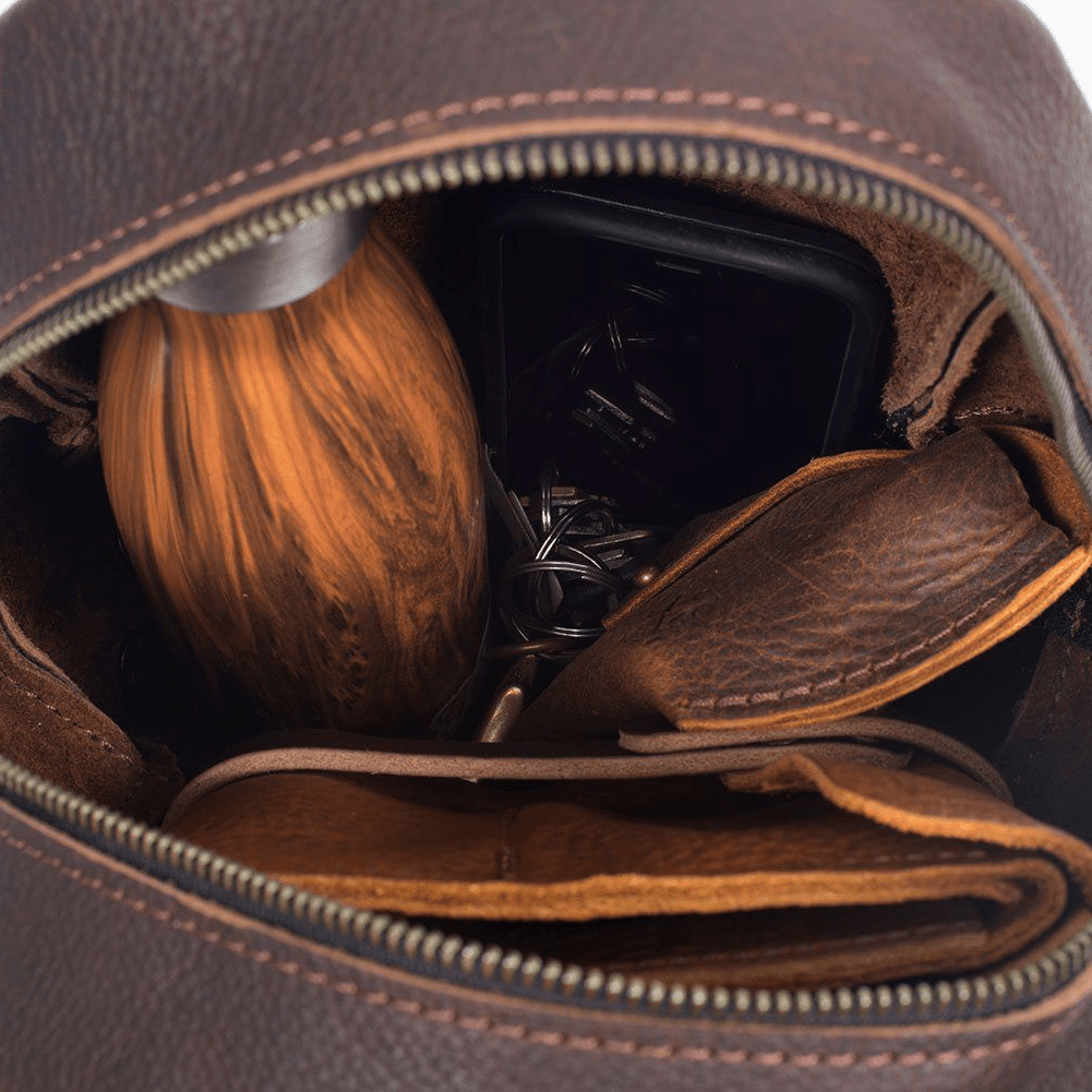 CLASSIC ZIPPERED SMALL LEATHER BACKPACK PURSE