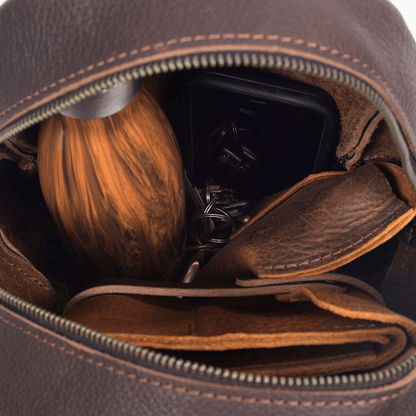 CLASSIC ZIPPERED SMALL LEATHER BACKPACK PURSE