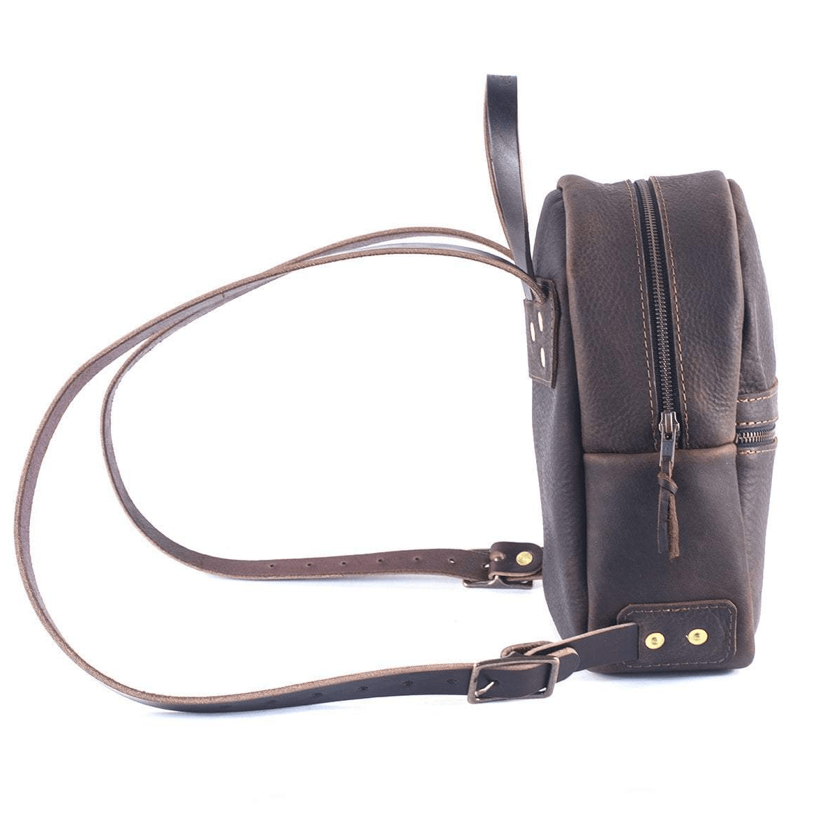 CLASSIC ZIPPERED SMALL LEATHER BACKPACK PURSE