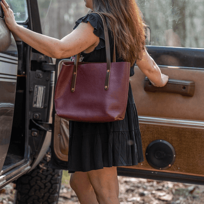 AVERY LEATHER TOTE BAG - SMALL - MERLOT
