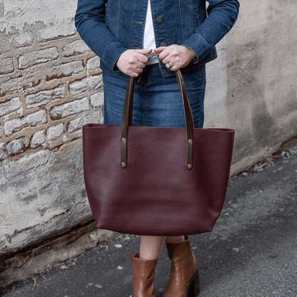 AVERY LEATHER TOTE BAG - LARGE - MERLOT