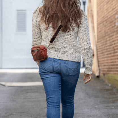 LEATHER FANNY PACK / LEATHER WAIST BAG - REDWOOD BISON