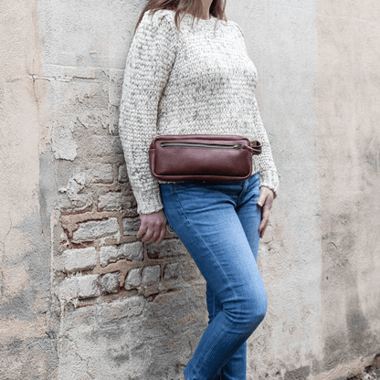 LEATHER FANNY PACK / LEATHER WAIST BAG - MERLOT