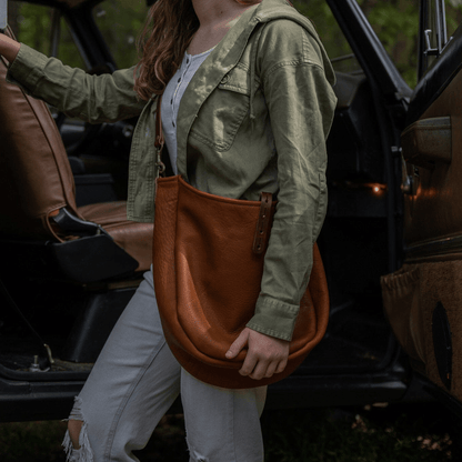 CELESTE LEATHER HOBO BAG - LARGE - RUSTIC PECAN