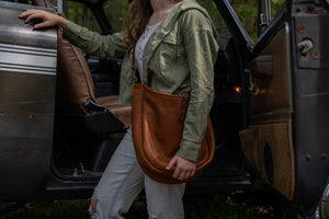 Celeste Leather Hobo Bag - Large - Saddle (RTS)