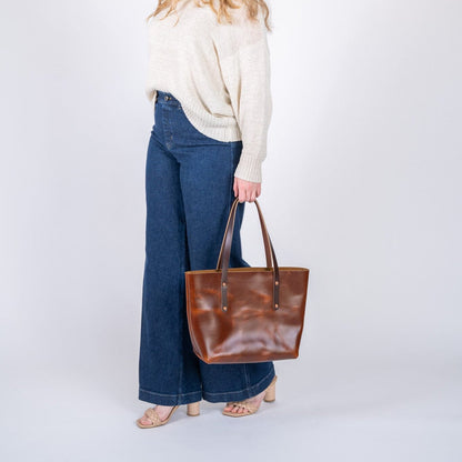 AVERY LEATHER TOTE BAG - MEDIUM - CHESTNUT