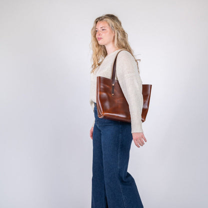 AVERY LEATHER TOTE BAG - MEDIUM - CHESTNUT