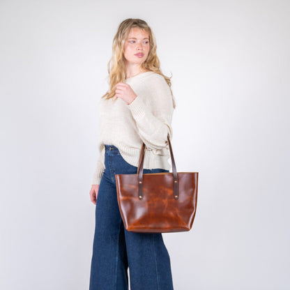 AVERY LEATHER TOTE BAG - MEDIUM - CHESTNUT