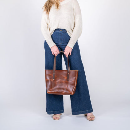 AVERY LEATHER TOTE BAG - MEDIUM - CHESTNUT