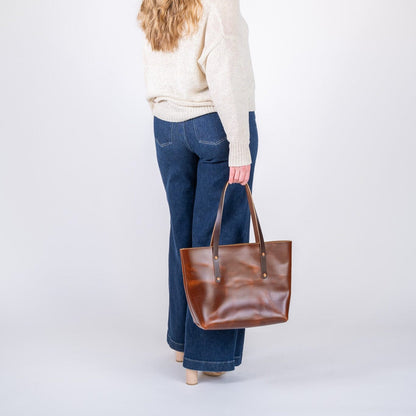 AVERY LEATHER TOTE BAG - MEDIUM - CHESTNUT
