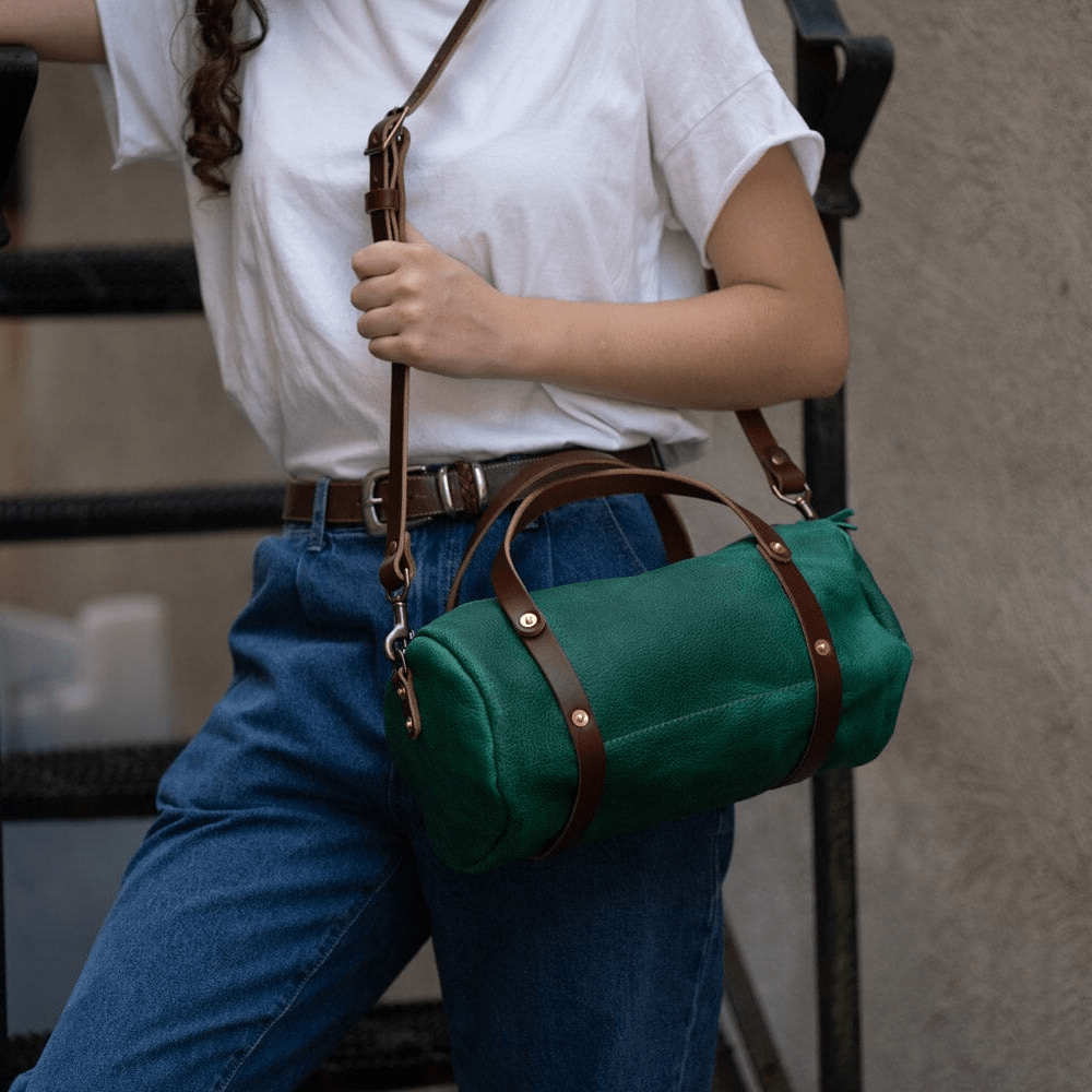 JANE LEATHER CROSSBODY - PINE GREEN BISON
