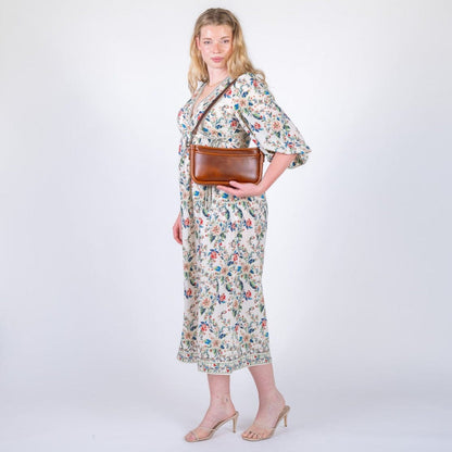 RENNIE LEATHER SHOULDER BAG - CHESTNUT - IN STOCK