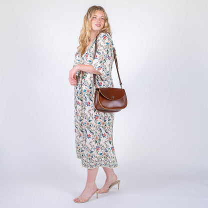 VIVIAN SATCHEL LEATHER CROSSBODY - CHESTNUT