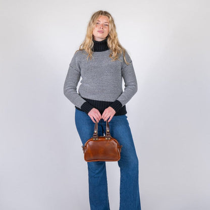 HOFFMAN LEATHER CROSSBODY BAG - MINI - CHESTNUT