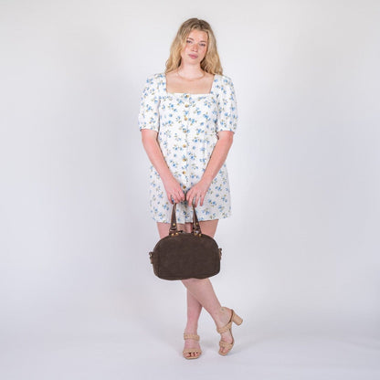 HOFFMAN LEATHER CROSSBODY BAG - CHOCOLATE SUEDE