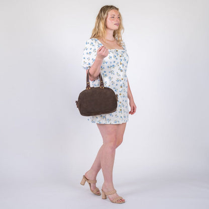 HOFFMAN LEATHER CROSSBODY BAG - CHOCOLATE SUEDE